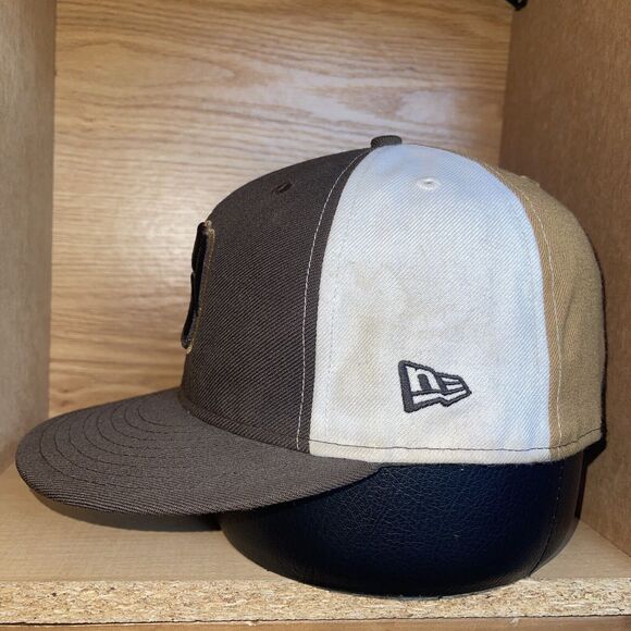 MIlwaukee Brewers New Era Fitted Hat Mens Size 7 5/8 Brown MLB Baseball Cap Rare - Picture 4 of 14